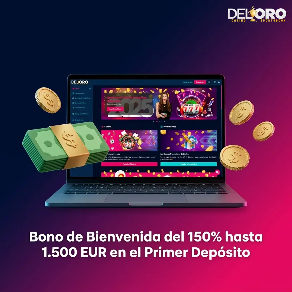 Bono de bienvenida Del Oro 150% hasta 1.500 EUR en primer depósito para nuevos jugadores en España