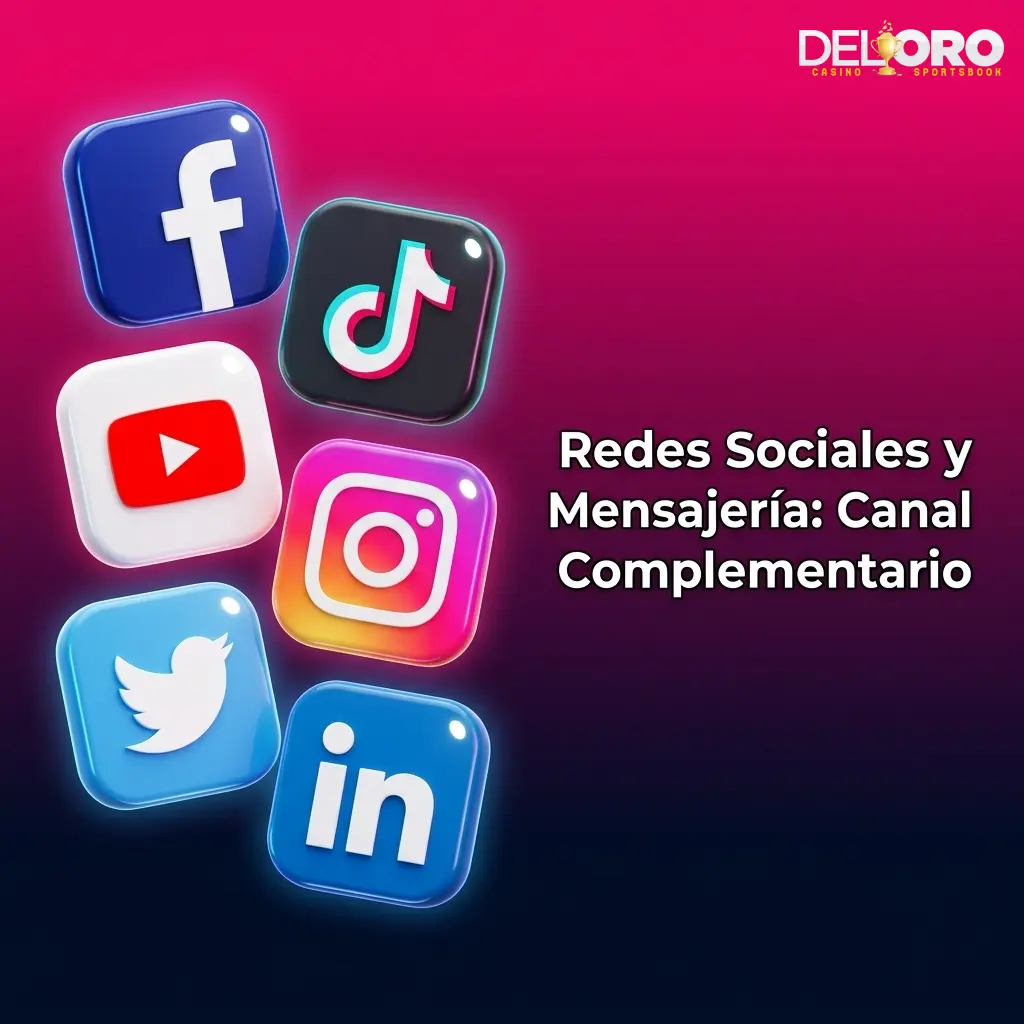 Redes sociales y mensajería de Del Oro para consultas generales, incidencias menores y promociones con respuesta en 4-12 horas.