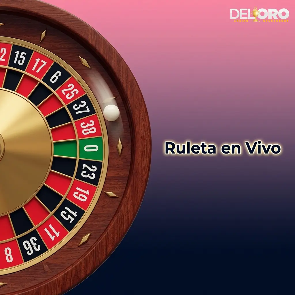 Ruleta en vivo con crupier real lanzando bola en rueda física transmitida en HD en casino Del Oro