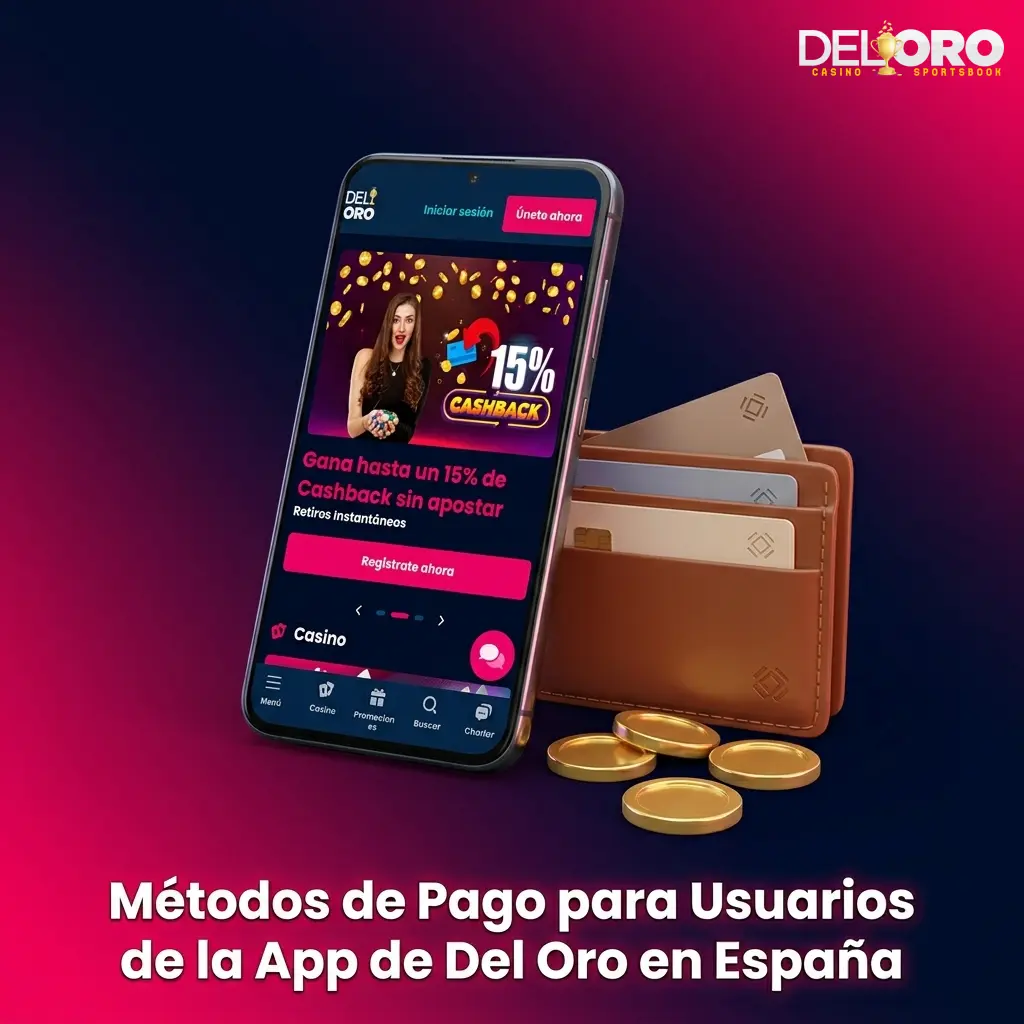 Métodos de pago en app Del Oro España: Visa, Mastercard, Skrill, Bitcoin y más opciones disponibles
